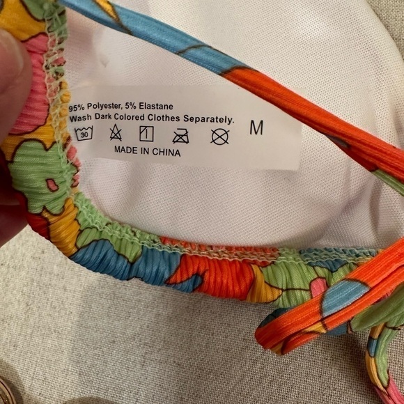 Floral Print String Bikini COLORFUL Size M - Picture 4 of 5